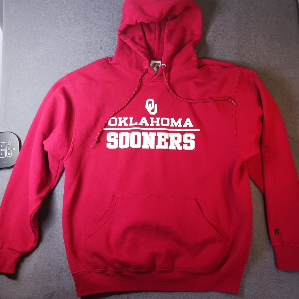 Russell OU Oklahoma Sooners Red Hoodie Sweatshirt, Men's Size L
